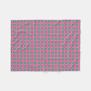 Retro Dot Pattern - Rosa Gelb Blau Fleecedecke