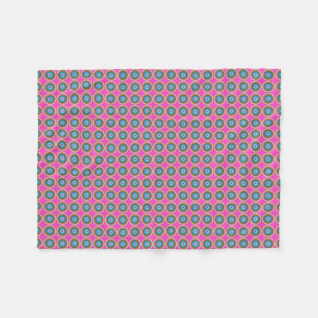Retro Dot Pattern - Rosa Gelb Blau Fleecedecke (Vorderseite (Horizontal))
