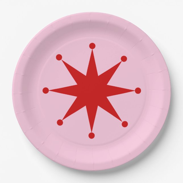 Retro Dot Point-Star-Papiertafel Pappteller (Vorderseite)