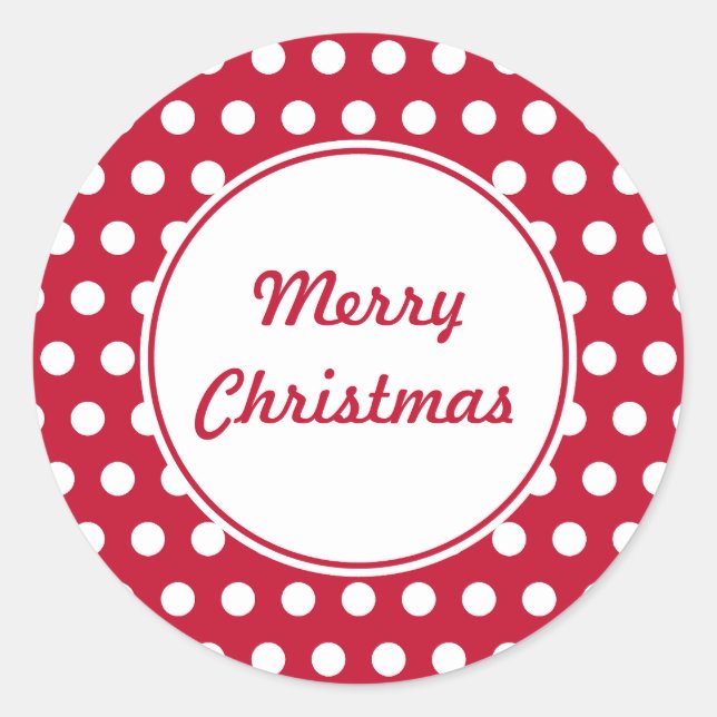Retro Dot Red Frohe Weihnachtskleber Runder Aufkleber (Vorderseite)