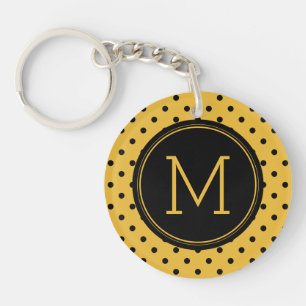 Retro Dots - Mustard & Black Custom Schlüsselanhän Schlüsselanhänger