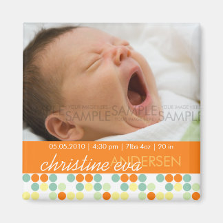 Retro Dots Orange ・ Kinderankündigung Magnet