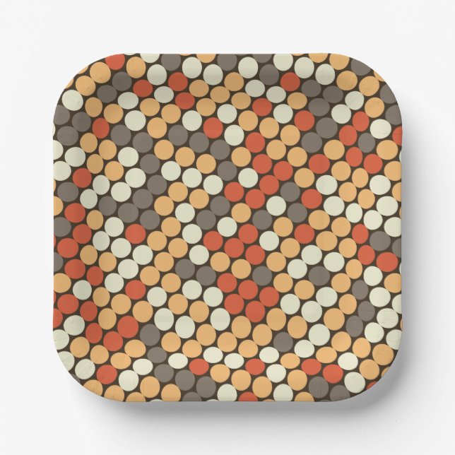 Retro dots pattern in orange pappteller (Vorderseite)