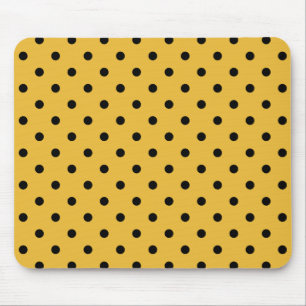 Retro Dots - Senf und Schwarze Mousepad