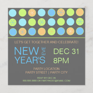 Retro Dots Silvester Party Einladung
