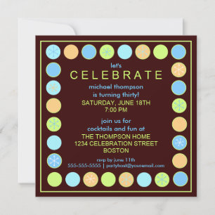 Retro Dots & Stars Geburtstagsparty Einladung