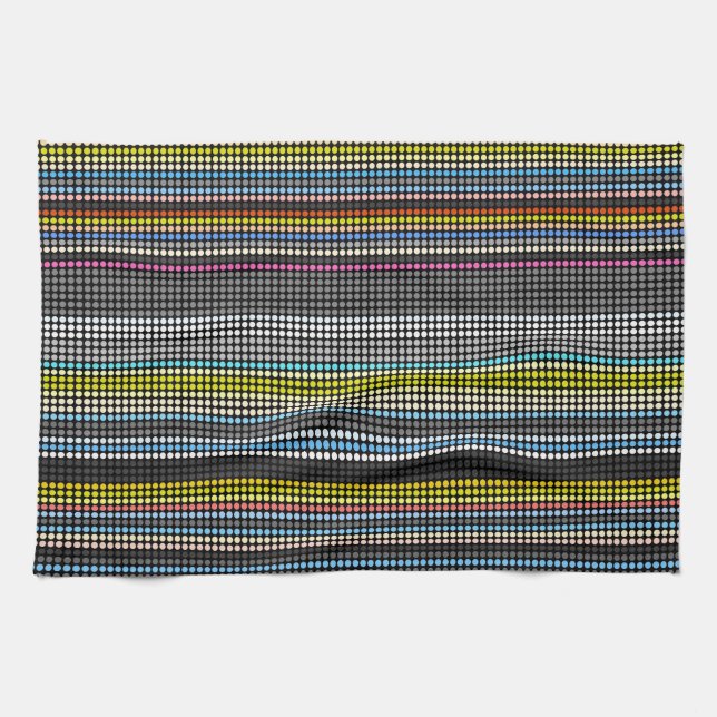 Retro dots stripes Rainbow Kitchen Handtuch #2 (Horizontal)