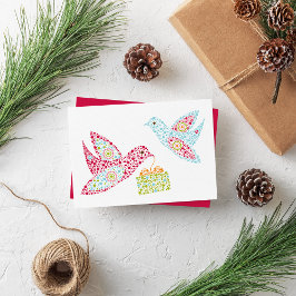 Retro Dots Weihnachtdoves Blank Flat Karte