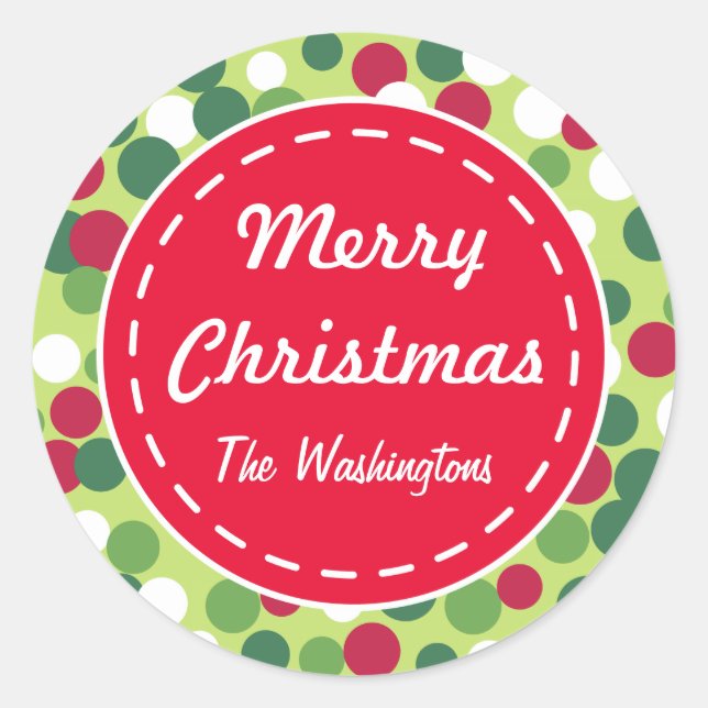 Retro Dots Weihnachtsgeschenke Aufkleber (Vorderseite)