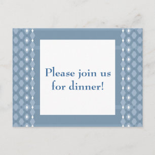 Retro Double Diamond Blue Dinner Party einladen Einladungspostkarte