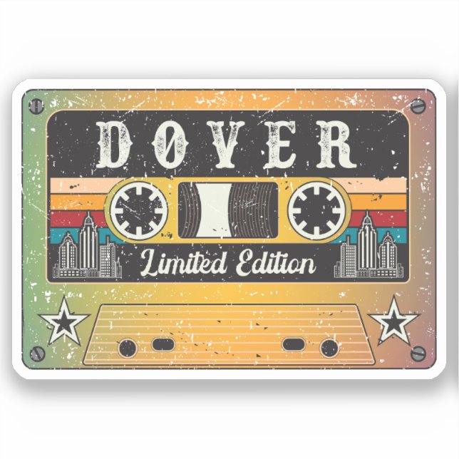 Retro Dover Delaware City Aufkleber (Vorderseite)