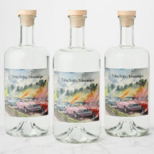 Retro Drag Racing Wasserfarben Art Print