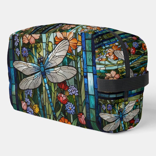 Retro Dragonfly Art Malerei botanischen Boho Waschbeutel (Linke Seite)