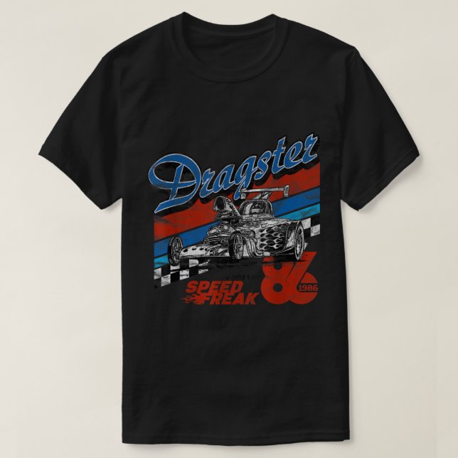 Retro Dragster Racing Strip Frisierte Auto Rennstr T-Shirt (Design vorne)