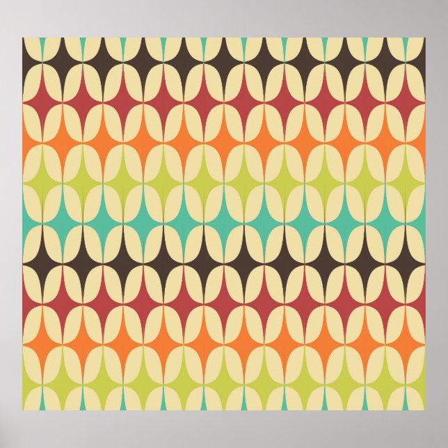 Retro-Dreiecke: Geometrisches Muster Poster (Vorne)