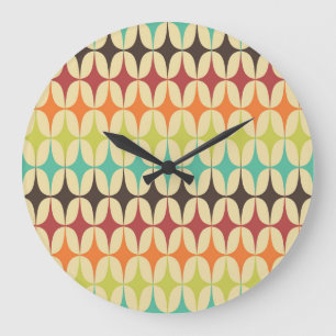 Retro Dreiecke: Geometrisches Muster Throwback Große Wanduhr