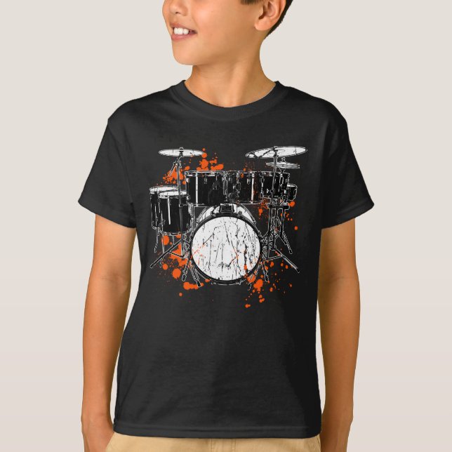 Retro Drum Set Music Drummer T-Shirt (Vorderseite)