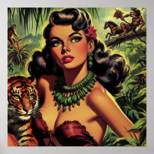Retro-Dschungelmädchen Pin-Up Poster