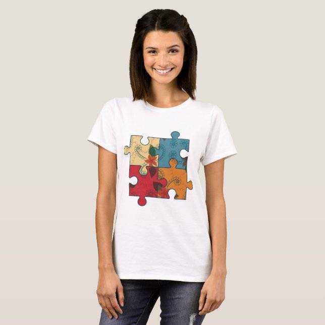 Rétro du puzzle T-shirt féminin (Devant entier)