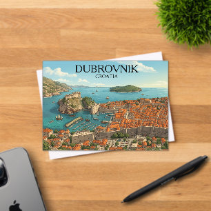 Retro Dubrovnik Kroatien Adria Küste Panoramablick Acryleinladungen