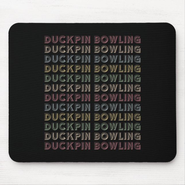 Retro-Duckpin-Bowling Wiederholender Vintage-Bowle Mousepad (Vorne)