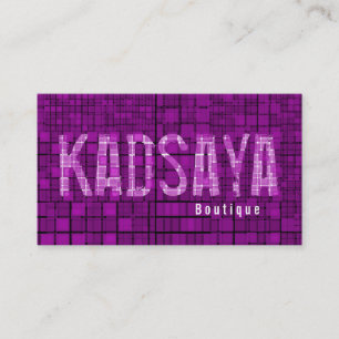 Retro dunkle lila Mosaik-Butike-Geschäfts-Karte Visitenkarte