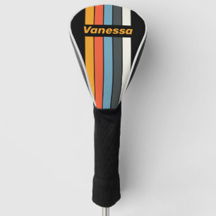 Retro Dunkler Regenbogen-Pin-Gestreift mit Namen Golf Headcover