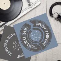 Retro Dusty Blue Vinyl Record Groovy Wedding