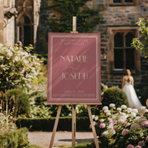 Retro Dusty Rose Old Money Wedding Welcome Sign 
