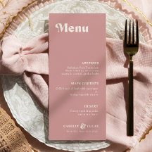Retro Dusty Rose Rust Wedding Menu