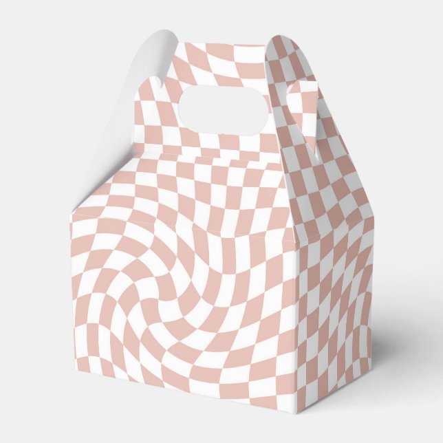 Retro Dusty Rose Sand Pink Karo geprüft Geschenkschachtel (Vorderseite)