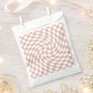 Retro Dusty Rose Sand Pink Karo geprüft Geschenktütchen