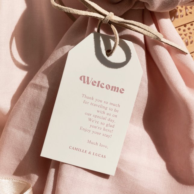 Retro Dusty Rose Wedding Begrüßungstags Geschenkanhänger (Von Creator hochgeladen)