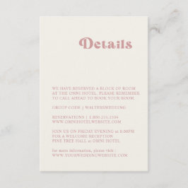 Retro Dusty Rose Wedding Details Umschließkarte Begleitkarte