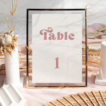 Retro Dusty Rose Wedding Tischnummer