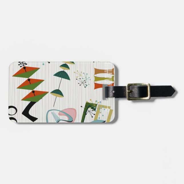 Retro Eames-Ära atomarinspiriertes Gepäckanhänger (Vorderseite horizontal)