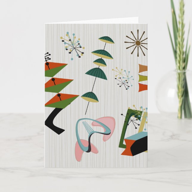 Retro Eames-Ära atomarinspiriertes Karte (Vorderseite)