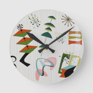 Retro Eames-Ära Atomic inspiriert Runde Wanduhr