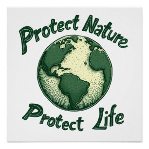 Retro Earth Day - Natur schützen, Leben schützen Poster