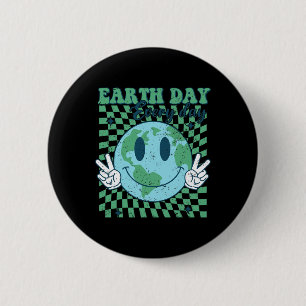 Retro Earth Day Rett Planet Trendy Women Teacher K Button