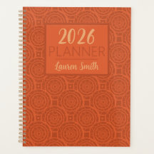 Retro Earthy Orange Mandala Pattern