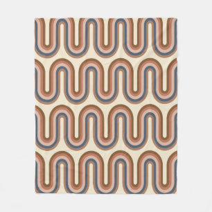 Retro Earthy Wavy Lines in Brown Fleecedecke