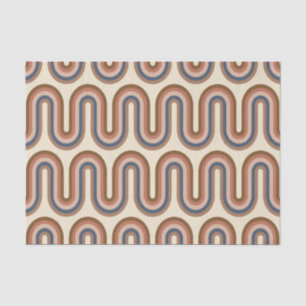 Retro Earthy Wavy Lines in Brown   Seidenpapier