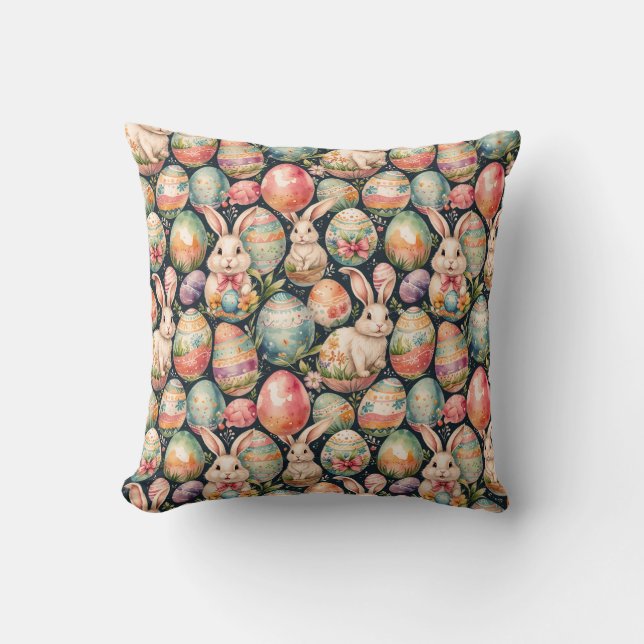 Retro Easter seamless pattern. Watercolor Kissen (Vorderseite)