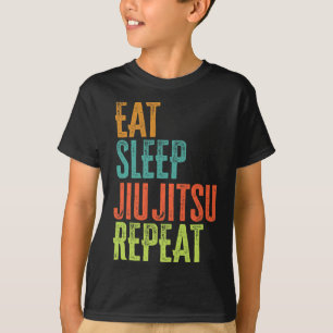 Retro Eat Sleep Jiu Jitsu Wiederholung Kampfkunst T-Shirt