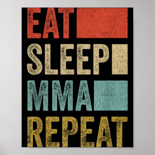 Retro Eat Sleep MMA Repeat MMA Bekleidung Lustige Poster