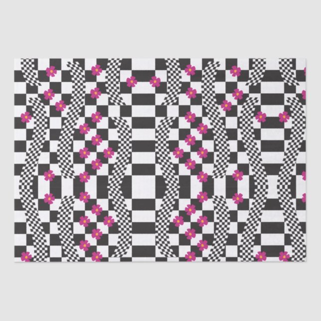 Retro-eckerboard-Design Seidenpapier (Vorderseite)