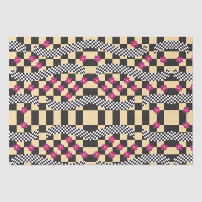 Retro-eckerboard-Design Seidenpapier (Vorderseite)