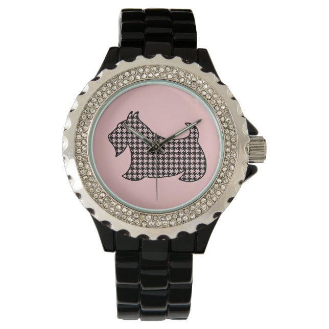 Retro écossaise Terrier féminin Montre rose cadeau (devant)