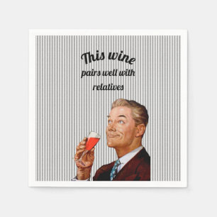 Retro-Ehemann lustiger Wein-Spruch Serviette